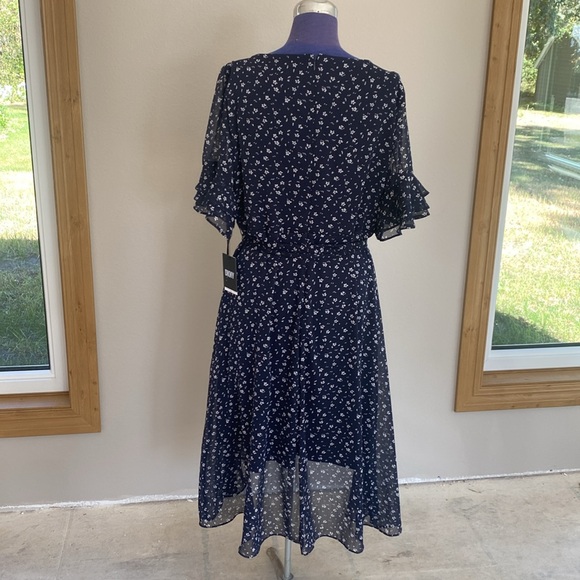 DKNY Womens Printed Ruffle-Sleeve Tie Waist Dress - Size 16 NWT - Picture 8 of 11
